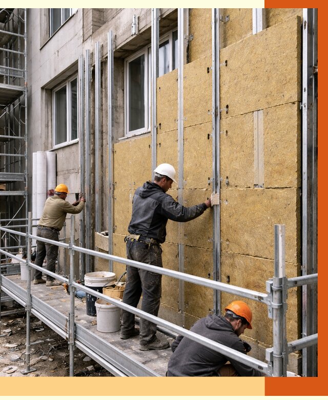 Утепление вентилируемого фасада в Можге от 5672 руб/м2 — монтаж и утепление вентфасад | ТепломастерМжг